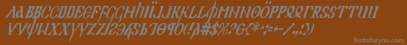 Weitere Informationen zur Holyv2ci-Schriftart Holyv2ci-Schriftart – Graue Schriften auf braunem Hintergrund