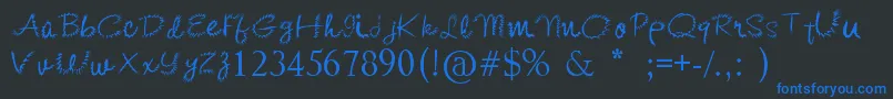 フォントKishoreDistort – 黒い背景に青い文字