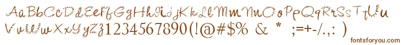 KishoreDistort-fontti – ruskeat fontit valkoisella taustalla