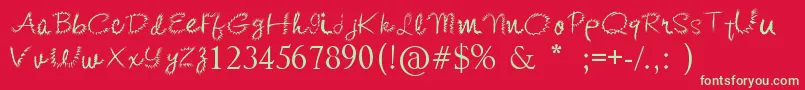 KishoreDistort Font – Green Fonts on Red Background