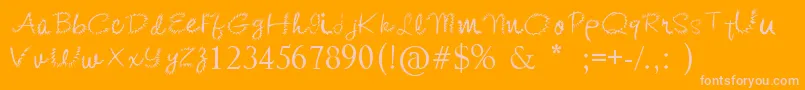 KishoreDistort-Schriftart – Rosa Schriften auf orangefarbenem Hintergrund