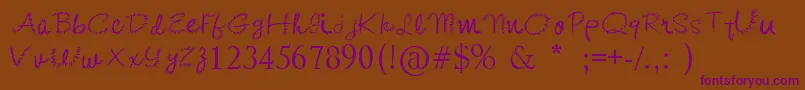 KishoreDistort Font – Purple Fonts on Brown Background