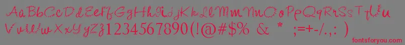 KishoreDistort-Schriftart – Rote Schriften auf grauem Hintergrund