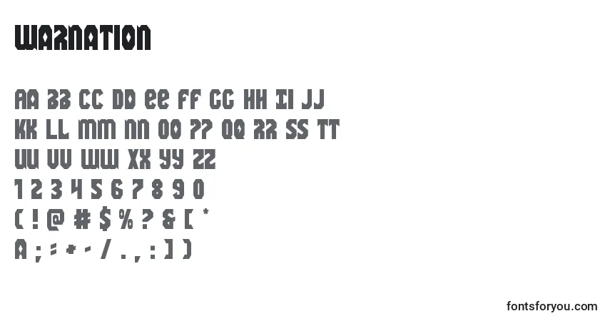 Warnation-fontti – aakkoset, numerot, erikoismerkit