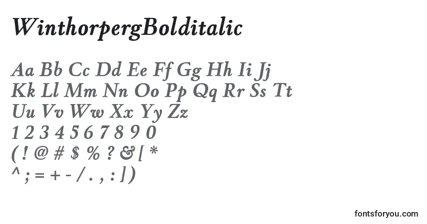 WinthorpergBolditalicフォント–アルファベット、数字、特殊文字