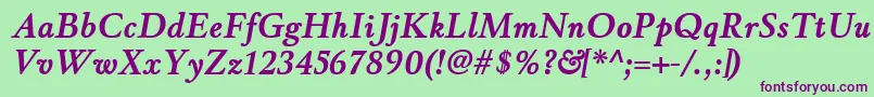 WinthorpergBolditalic Font – Purple Fonts on Green Background