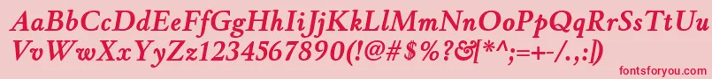 フォントWinthorpergBolditalic – ピンクの背景に赤い文字
