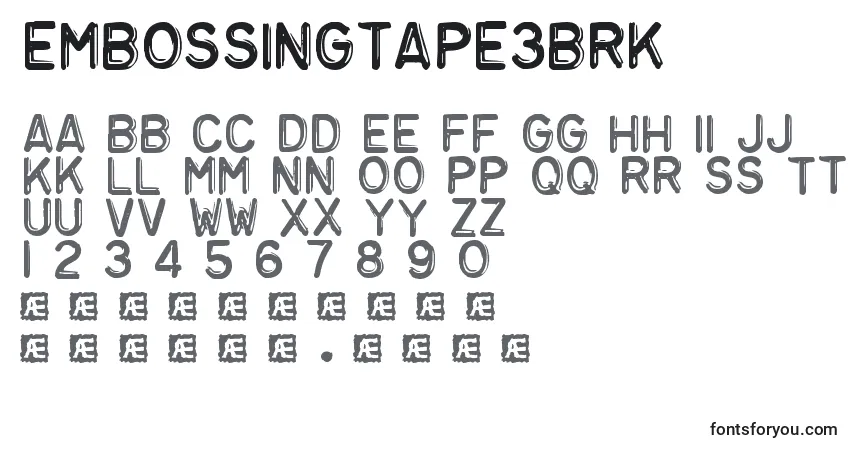 EmbossingTape3Brk Font – alphabet, numbers, special characters