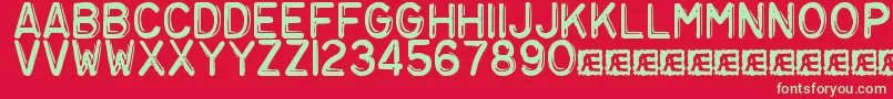 EmbossingTape3Brk Font – Green Fonts on Red Background