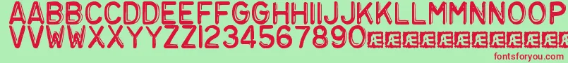 EmbossingTape3Brk Font – Red Fonts on Green Background