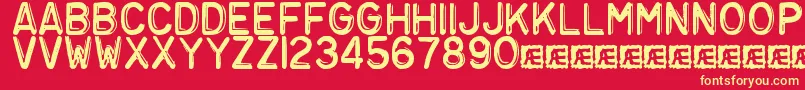 EmbossingTape3Brk Font – Yellow Fonts on Red Background