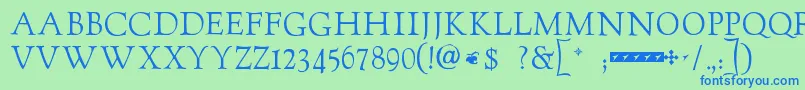 Goudytwenty Font – Blue Fonts on Green Background