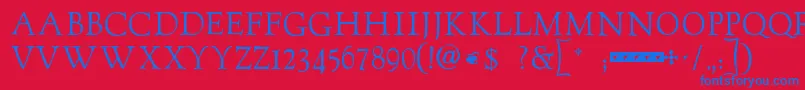 Goudytwenty-Schriftart – Blaue Schriften auf rotem Hintergrund