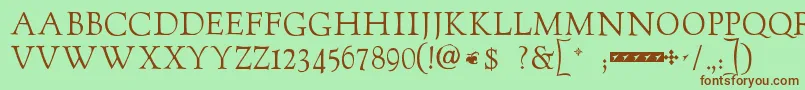 Шрифт Goudytwenty – коричневые шрифты на зелёном фоне