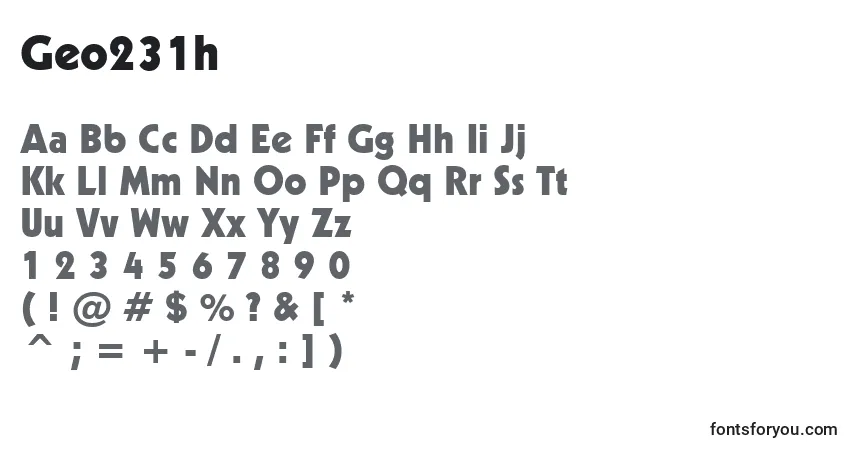 Czcionka Geo231h – alfabet, cyfry, specjalne znaki