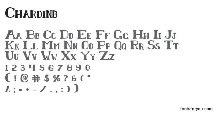 Schriftart Chardinb – Alphabet, Zahlen, spezielle Symbole
