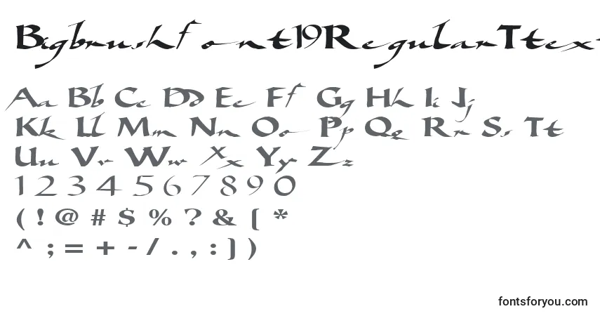 Czcionka Bigbrushfont19RegularTtext – alfabet, cyfry, specjalne znaki