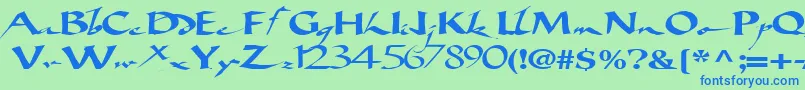 Bigbrushfont19RegularTtext Font – Blue Fonts on Green Background
