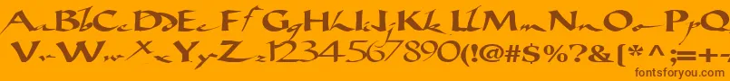 Bigbrushfont19RegularTtext-fontti – ruskeat fontit oranssilla taustalla