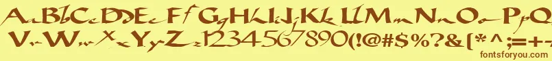 Fonte Bigbrushfont19RegularTtext – fontes marrons em um fundo amarelo