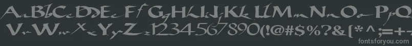 Bigbrushfont19RegularTtext-fontti – harmaat kirjasimet mustalla taustalla