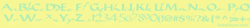 Bigbrushfont19RegularTtext-Schriftart – Grüne Schriften auf gelbem Hintergrund