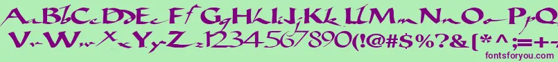 Bigbrushfont19RegularTtext-fontti – violetit fontit vihreällä taustalla