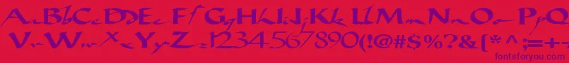 Bigbrushfont19RegularTtext-fontti – violetit fontit punaisella taustalla