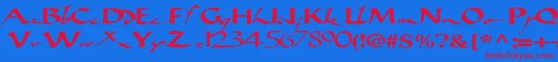 Bigbrushfont19RegularTtext Font – Red Fonts on Blue Background