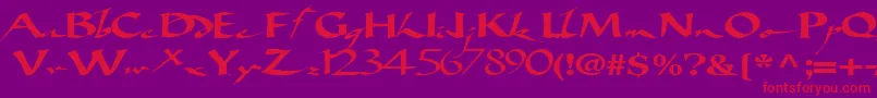 Fonte Bigbrushfont19RegularTtext – fontes vermelhas em um fundo violeta