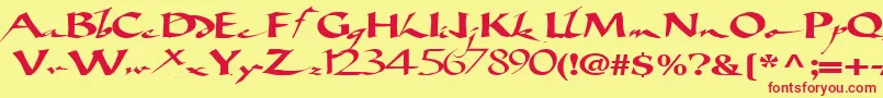 Bigbrushfont19RegularTtext Font – Red Fonts on Yellow Background