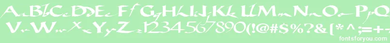 Więcej informacji o czcionce Bigbrushfont19RegularTtext Czcionka Bigbrushfont19RegularTtext – białe czcionki na zielonym tle