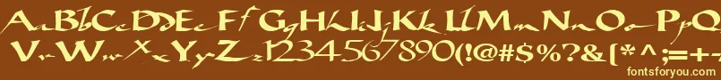 Bigbrushfont19RegularTtext-fontti – keltaiset fontit ruskealla taustalla