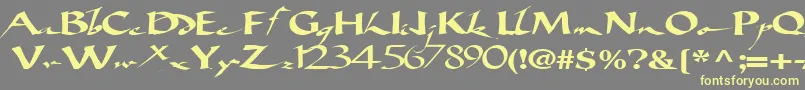 フォントBigbrushfont19RegularTtext – 黄色のフォント、灰色の背景