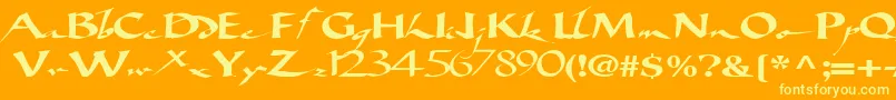 Bigbrushfont19RegularTtext-Schriftart – Gelbe Schriften auf orangefarbenem Hintergrund