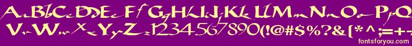 Bigbrushfont19RegularTtext-fontti – keltaiset fontit violetilla taustalla