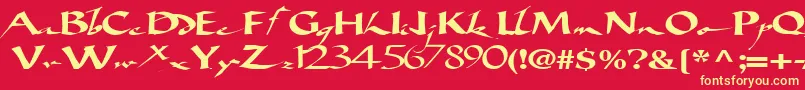 Bigbrushfont19RegularTtext-fontti – keltaiset fontit punaisella taustalla