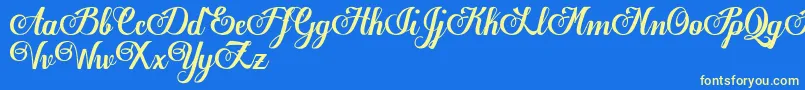 EgregioscriptDemo-Schriftart – Gelbe Schriften auf blauem Hintergrund