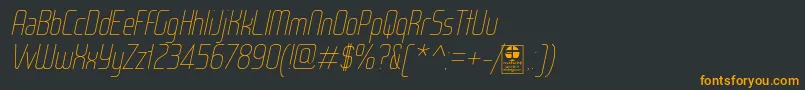 フォントWoxModelistThinItalicDemo – 黒い背景にオレンジの文字