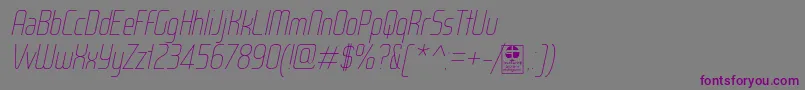 Шрифт WoxModelistThinItalicDemo – фиолетовые шрифты на сером фоне
