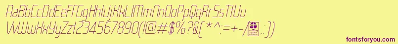 WoxModelistThinItalicDemo Font – Purple Fonts on Yellow Background