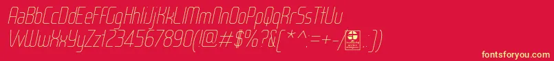 WoxModelistThinItalicDemo Font – Yellow Fonts on Red Background