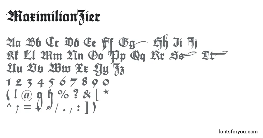 Schriftart MaximilianZier – Alphabet, Zahlen, spezielle Symbole