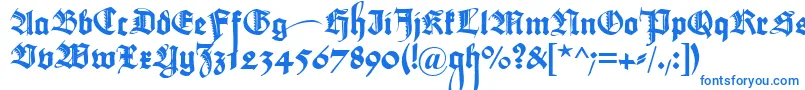 MaximilianZier-Schriftart – Blaue Schriften auf weißem Hintergrund