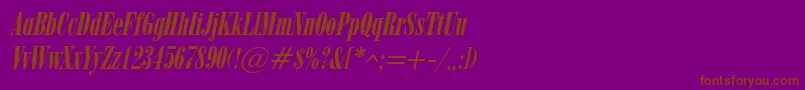 Fonte ObeliskItalic – fontes marrons em um fundo roxo
