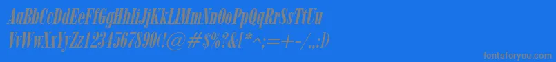 フォントObeliskItalic – 青い背景に灰色の文字