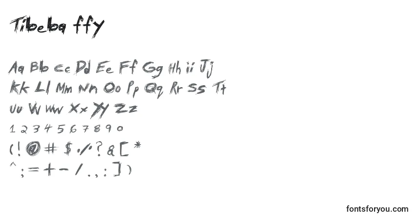 Schriftart Tibeba ffy – Alphabet, Zahlen, spezielle Symbole