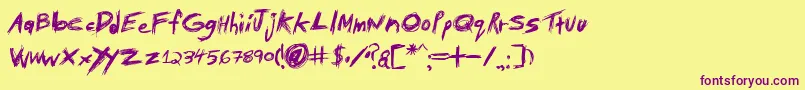 Tibeba ffy Font – Purple Fonts on Yellow Background