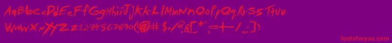 Tibeba ffy-Schriftart – Rote Schriften auf violettem Hintergrund