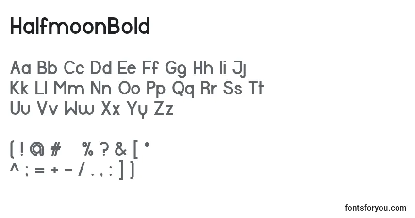 A fonte HalfmoonBold – alfabeto, números, caracteres especiais